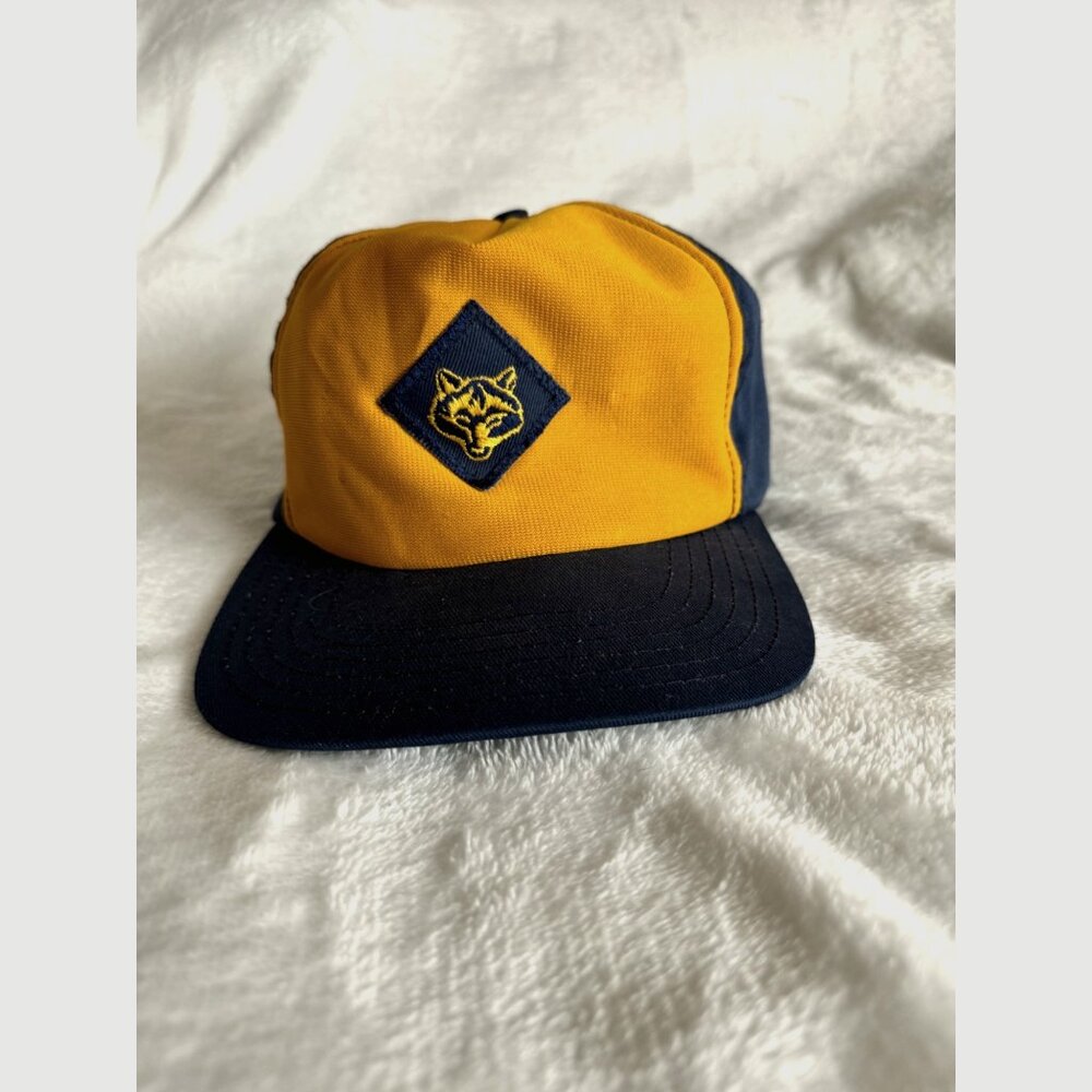 VTG Cub Scout Adult Cap Yellow Blue Snap Back M/L READ